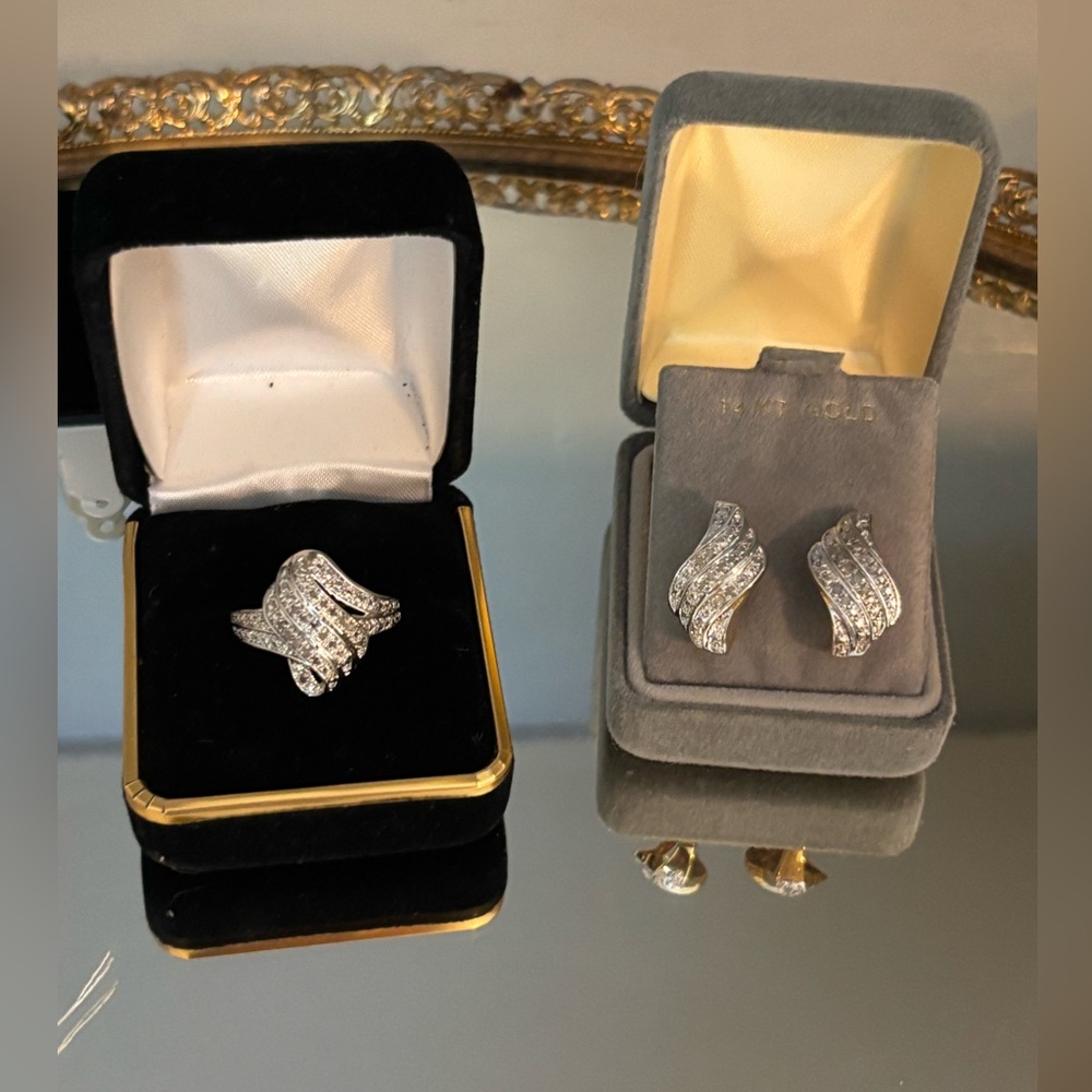 Authentic diamond ring & matching earrings
